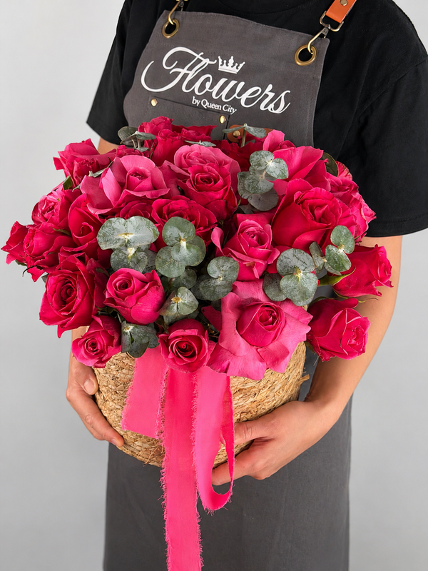 Fuchsia Rose Basket