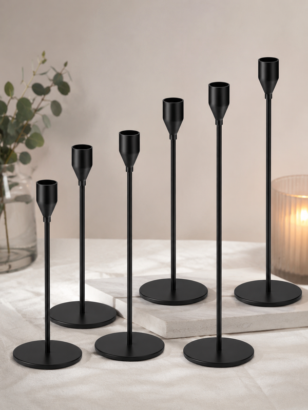Modern Black Metal Candle Holders