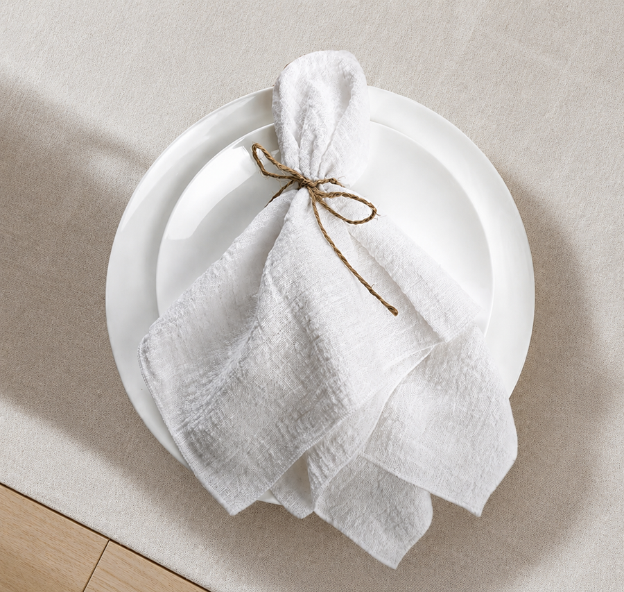 White Linen Napkins.