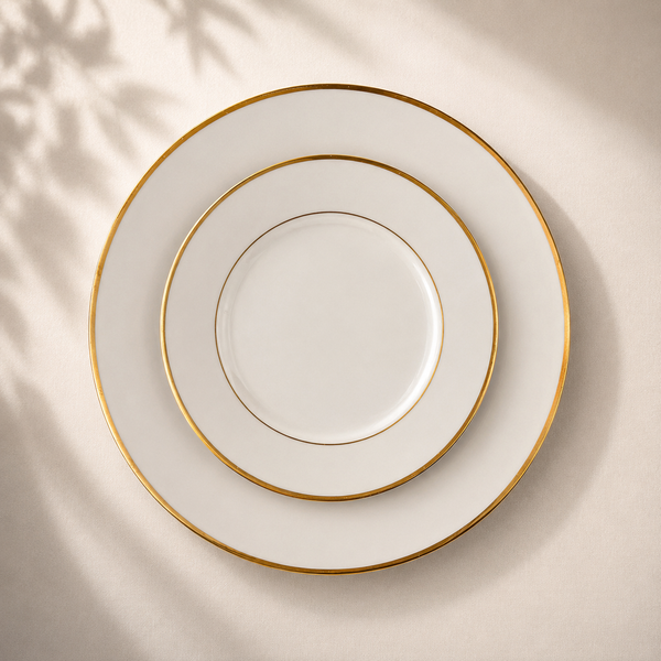 Gold Rim Glass Dinner & Salad Plates