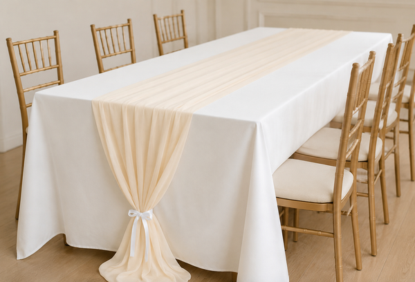 Beige Chiffon Table Runner