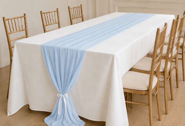 Blue Mist Chiffon Table Runner