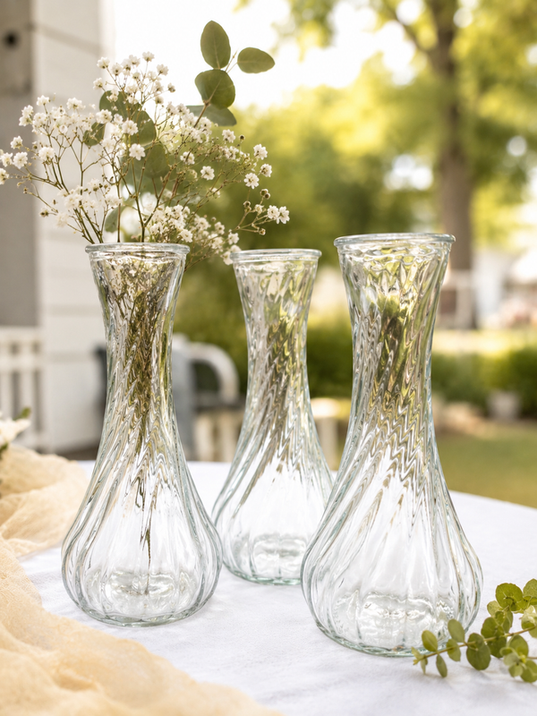 Clear Ribbed Glass Vase