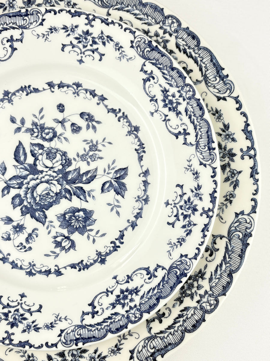 Vintage Blue Floral Dinner & Salad Plates